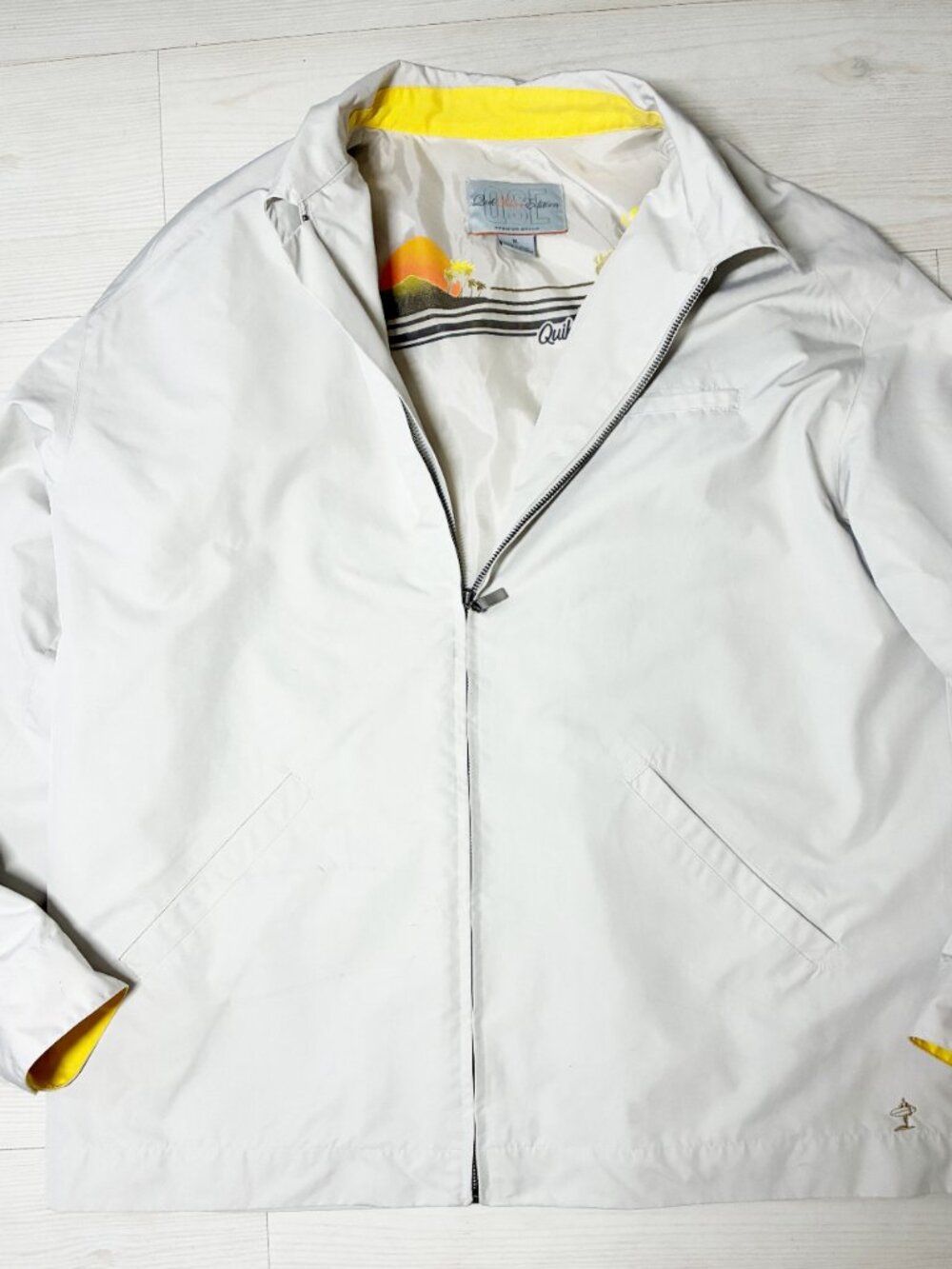 Vintage Quiksilver Edition Harrington Windbreaker Jacket Cream Yellow Men XL
